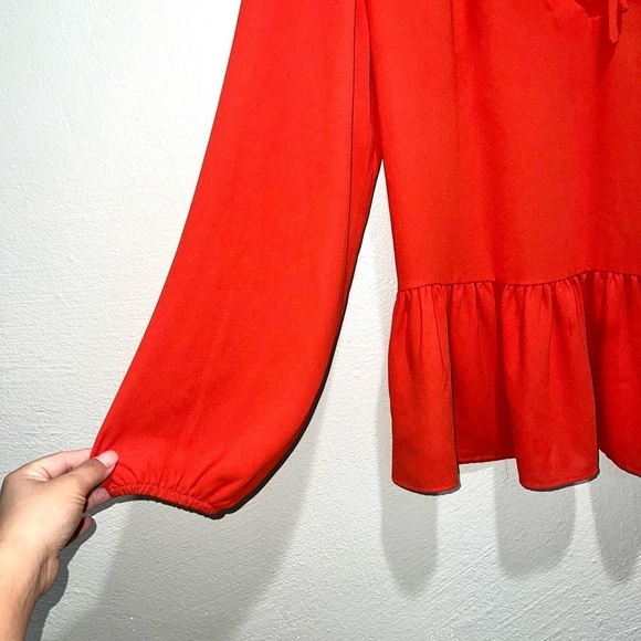 Loft Red Long Sleeve Blouse Top - Picture 3 of 7